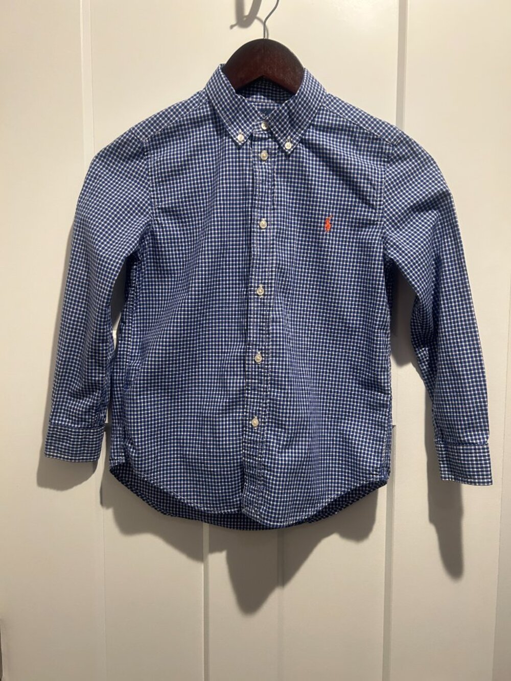 Polo Ralph Lauren Boys’ Blue & White Gingham Long Sleeve Button-Down Shirt